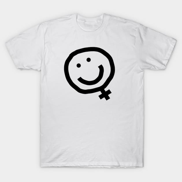 Black Line Minimal Feminism Female Smile T-Shirt by ellenhenryart